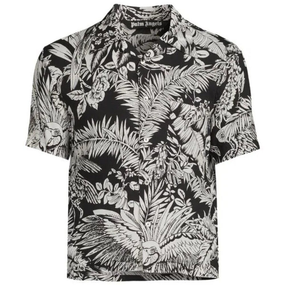 Palm Angels Mens Jungle Palms Bowling Shirt size 54, Multi
